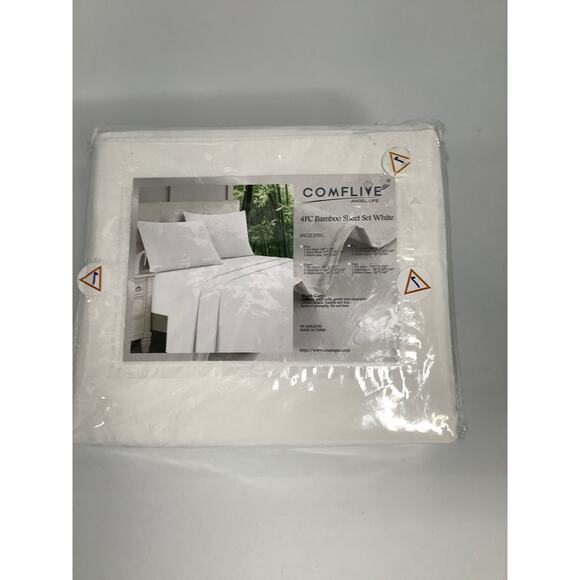 Comflive Angel l4 pc Bamboo sheet set B138 white - Picture 2 of 4
